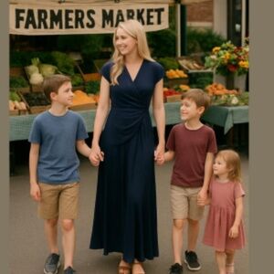 MM LaFLEUR navy midi dress